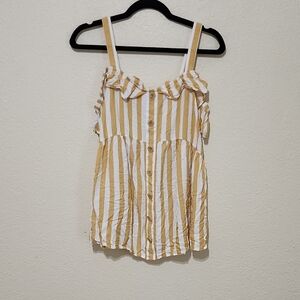 Isabel Maternity by Ingrid & Isabel Yellow and White Ruffled Sleeveless Tank Top